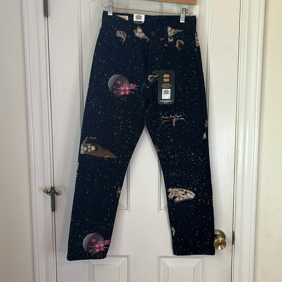 NWT Levi's X Star Wars | 501 Original Cropped Jeans Galaxy All Over 25X26/Sz 2 - Picture 4 of 16